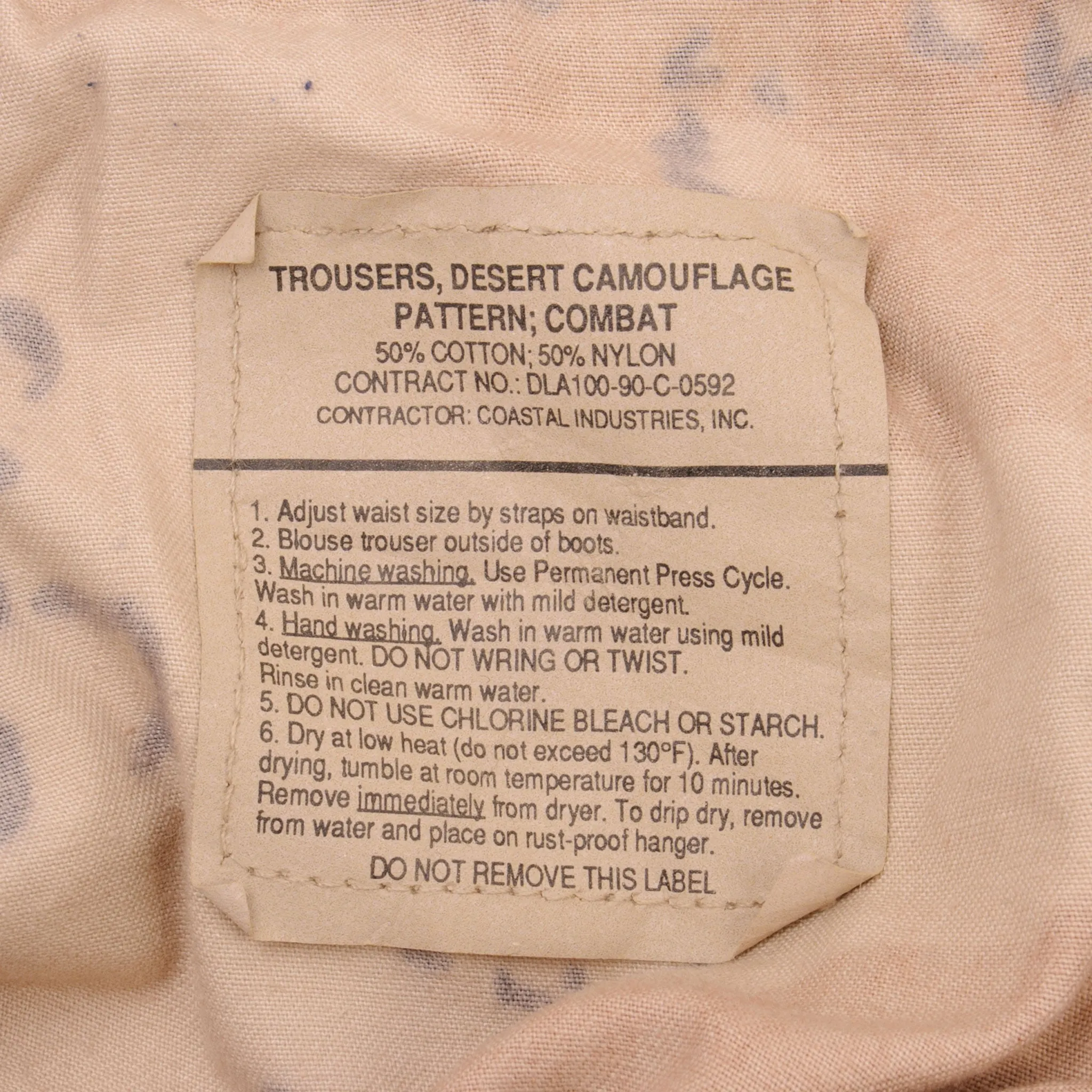 VINTAGE US ARMY COMBAT TROUSERS PANTS DESERT CAMOUFLAGE PATTERN 1990 LARGE REGULAR CHOCOLATE CHIP