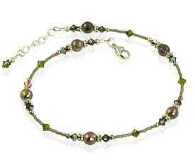 Vitrail Olive Crystal Quartz Anklet