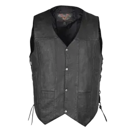 VL915S Vance Leather Men's Ten Pocket Vest of Basic Leather