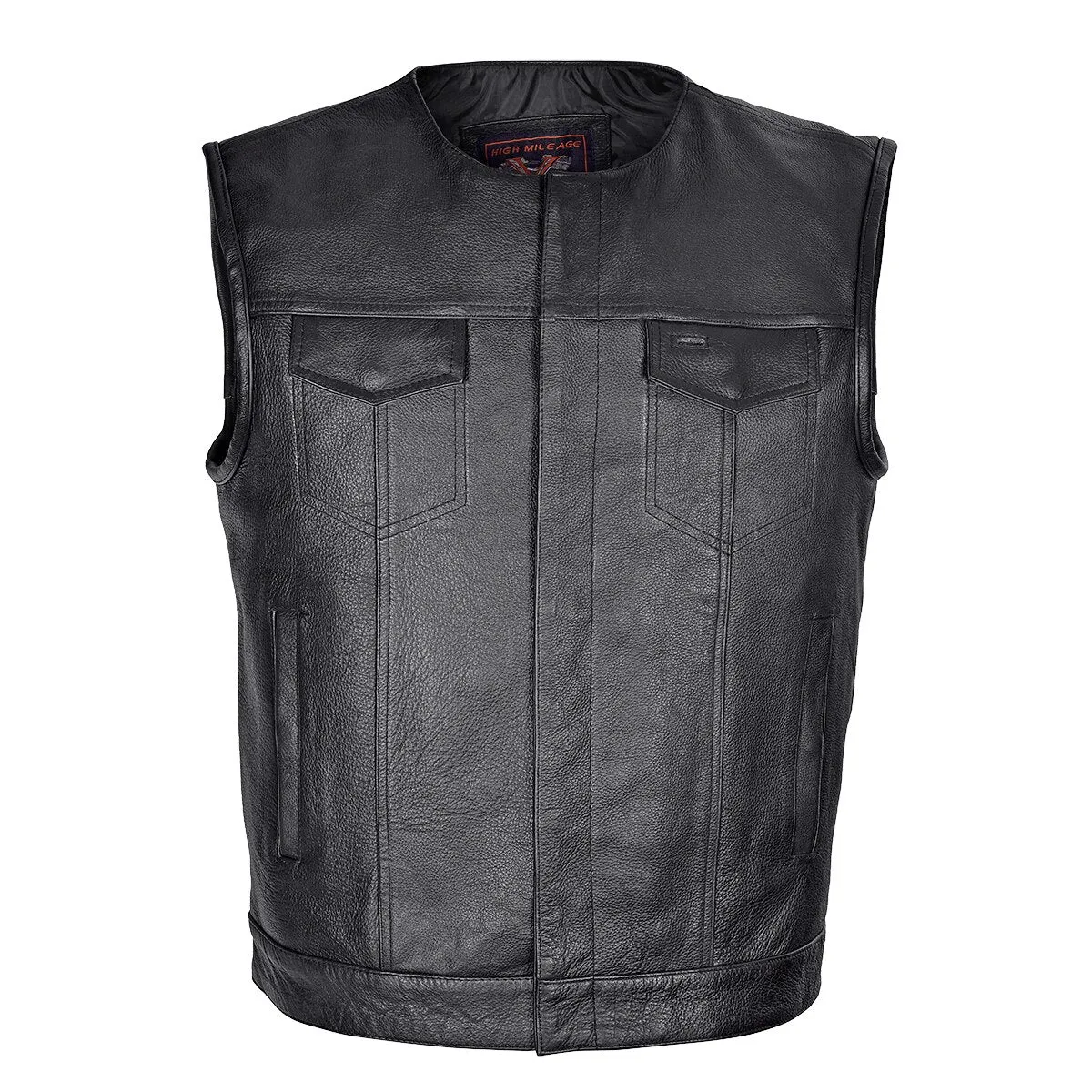 VL919 Men's Zipper and Snap Closure Leather Motorcycle Club Vest Quick Access Gun Pocket