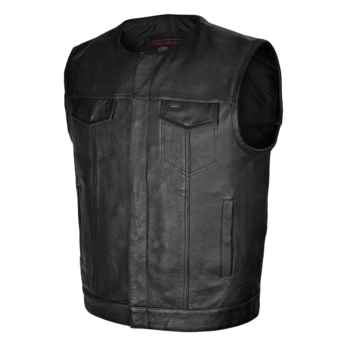 VL919 Men's Zipper and Snap Closure Leather Motorcycle Club Vest Quick Access Gun Pocket