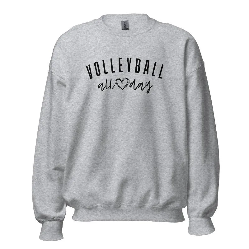 Volleyball All Day Crewneck Pullover Sweatshirt