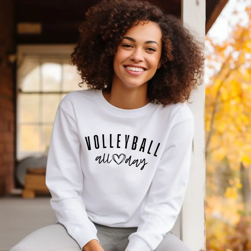 Volleyball All Day Crewneck Pullover Sweatshirt