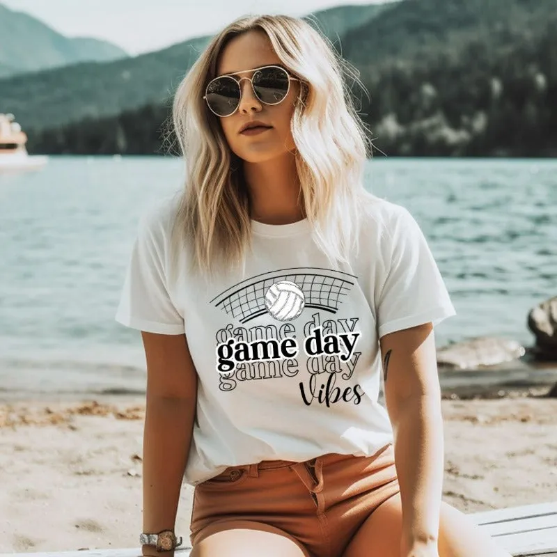 Volleyball Game Day Vibes Design PNG Download