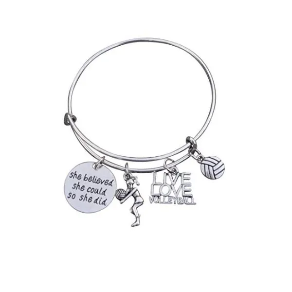 Volleyball She Believed She Could So She Did Bangle Bracelet