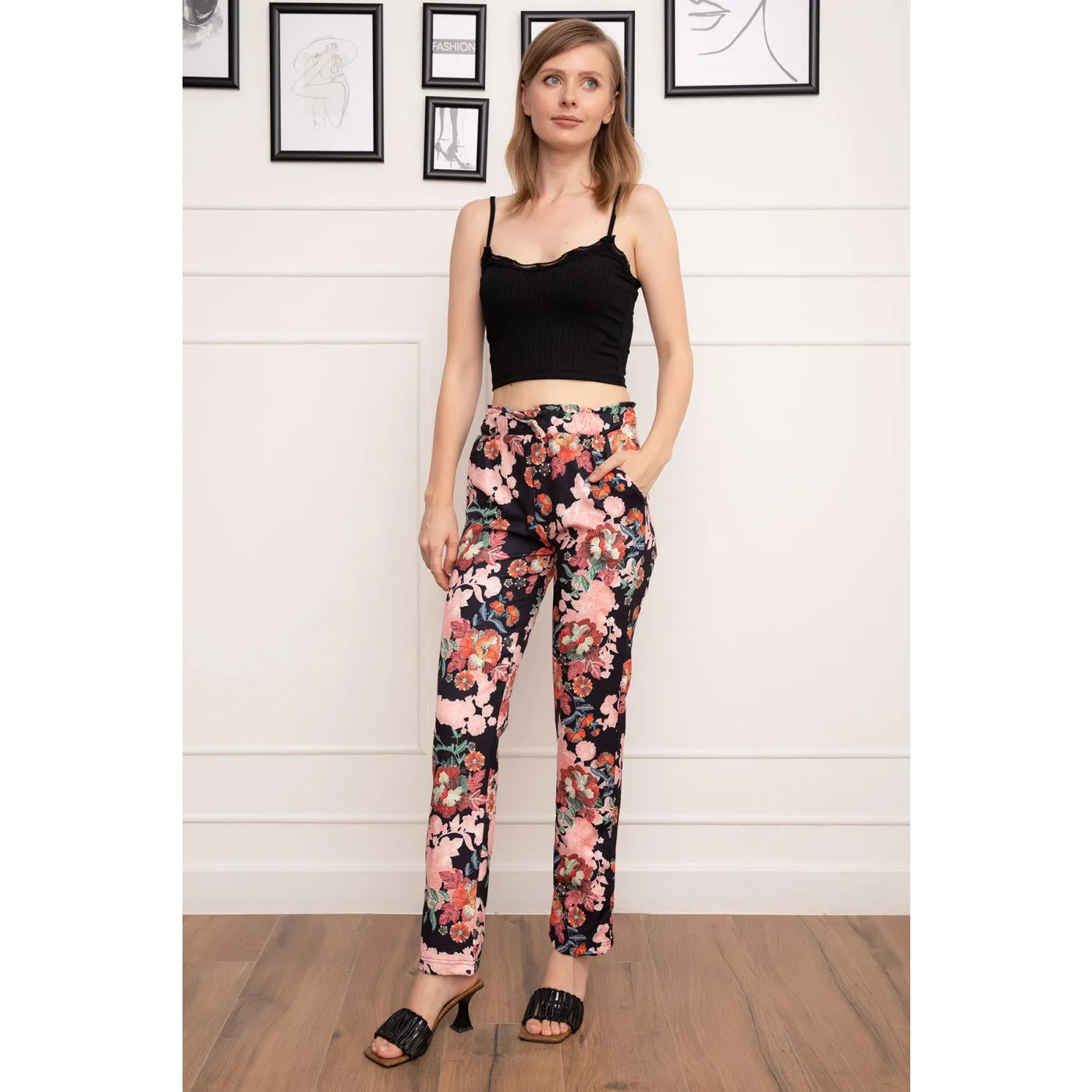 Waist Elastic Printed Trousers