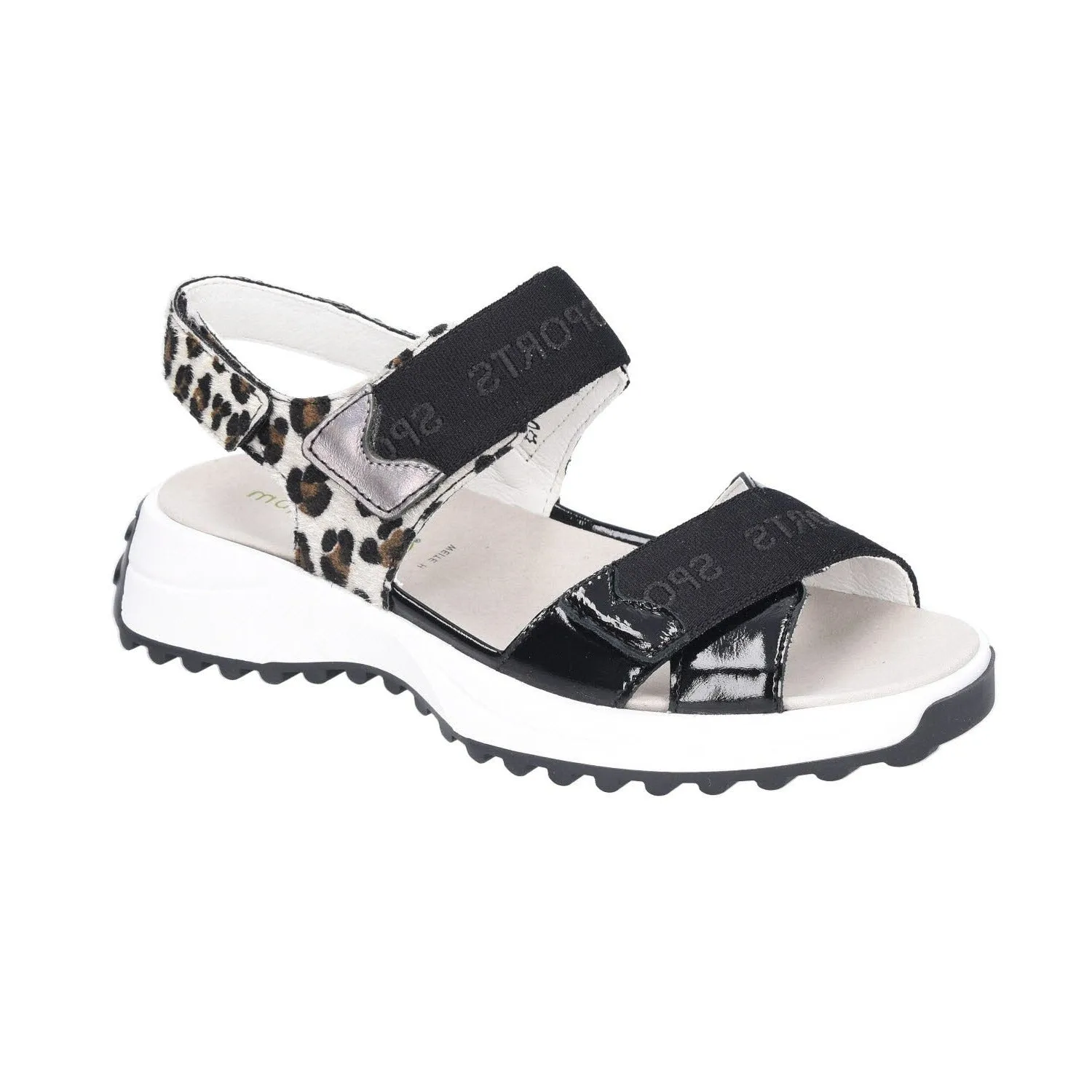 Waldlaufer 719002 401 434 H-Trixi Sports Black Multi Womens Wide Fitting Touch Fastening Sandals