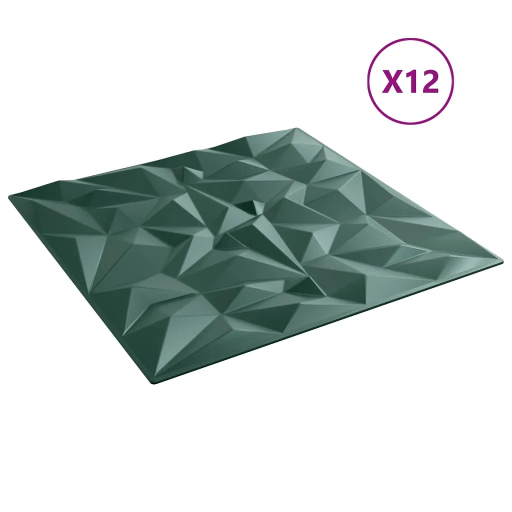 Wall Panels 12 pcs Green 50x50 cm XPS 3 m² Amethyst