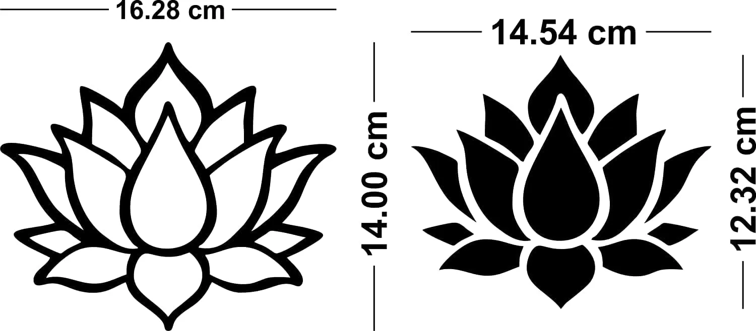 Wall1ders Small Lotus Black (Pack of 2) Acrylic Mirror Stickers for Wall, Decorative Items Home Decoration for Bedroom, Living Room, Office, Study Room