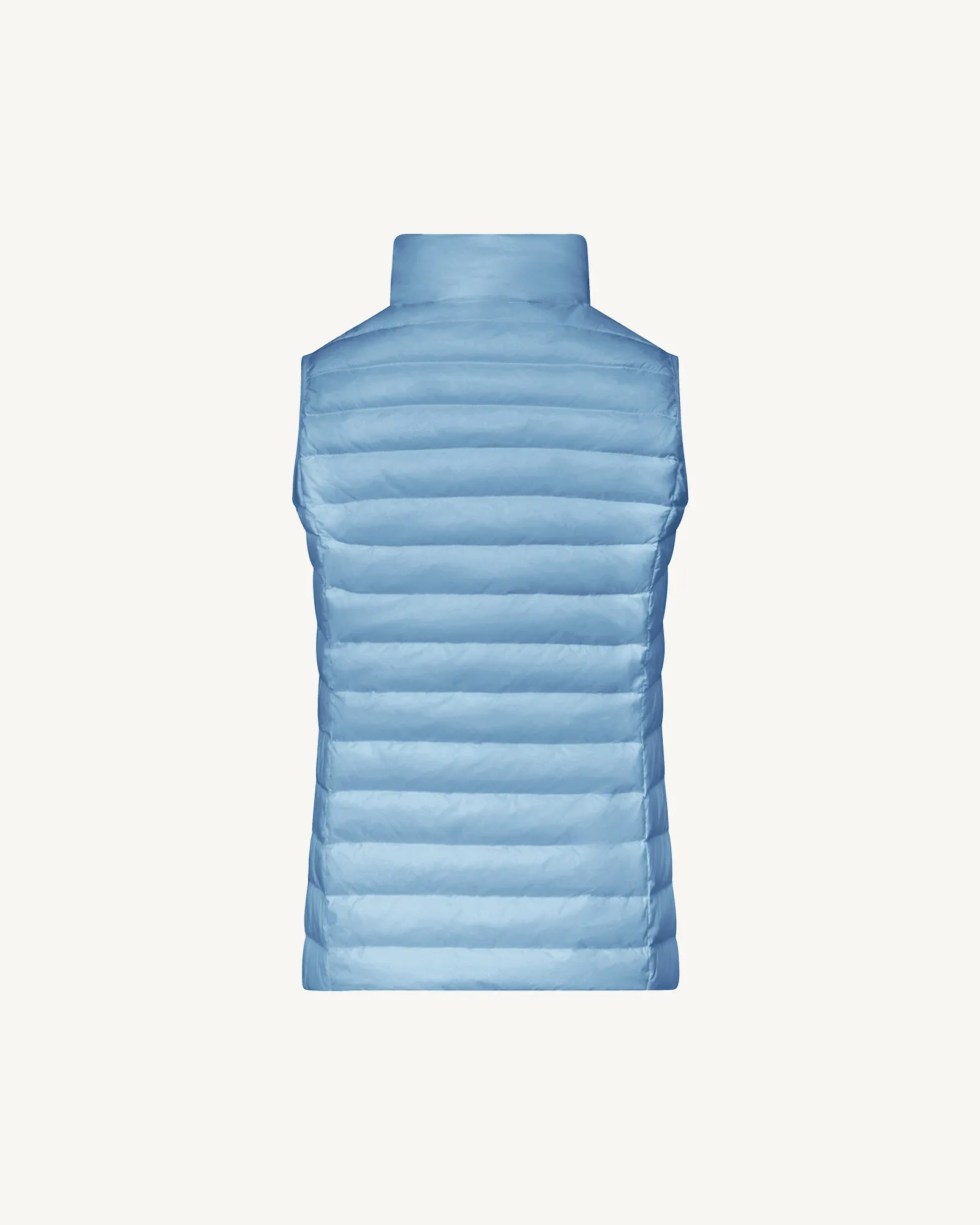 Washed blue Seda lightweight sleeveless puffer jacket