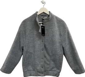 wat the brand Grey Wool Look Bomber Jacket UK 10