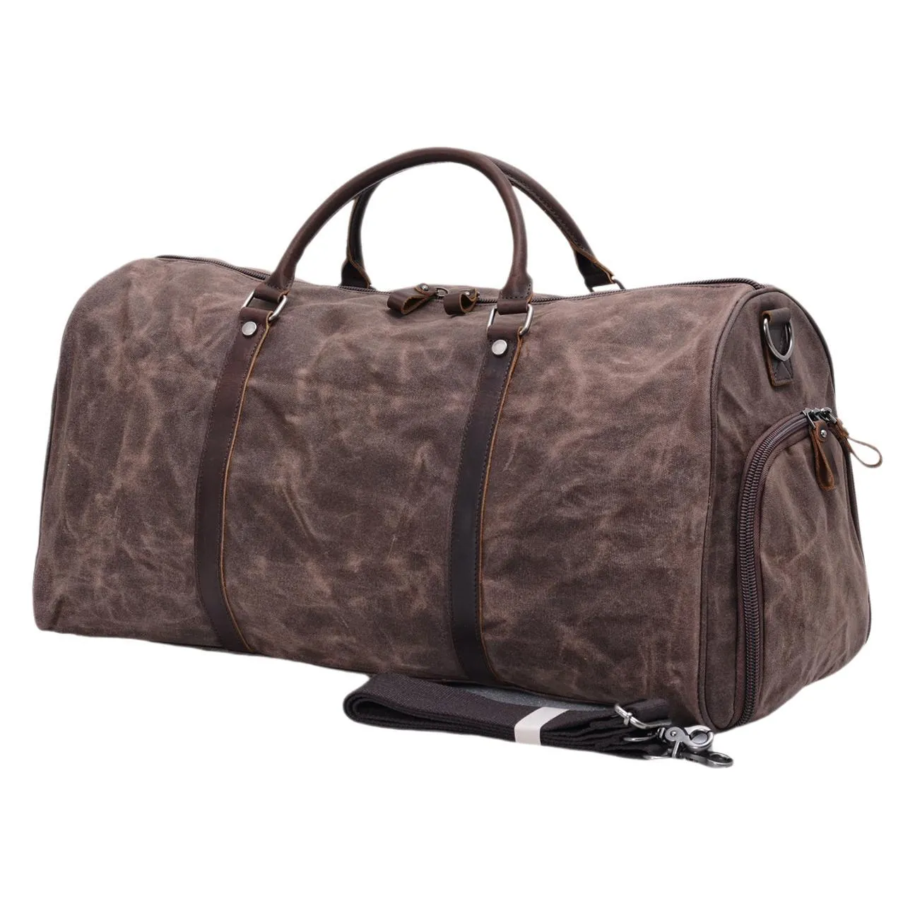 Water Proof Canvas Duffel Bag with Shoes Compartment Canvas Weekend Gym Bag