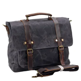 Waterproof Waxed Canvas Messenger Bag, 15.6 Inch Laptop Bag