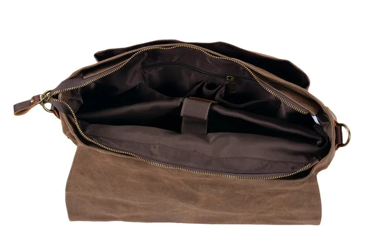 Waterproof Waxed Canvas Messenger Bag, 15.6 Inch Laptop Bag