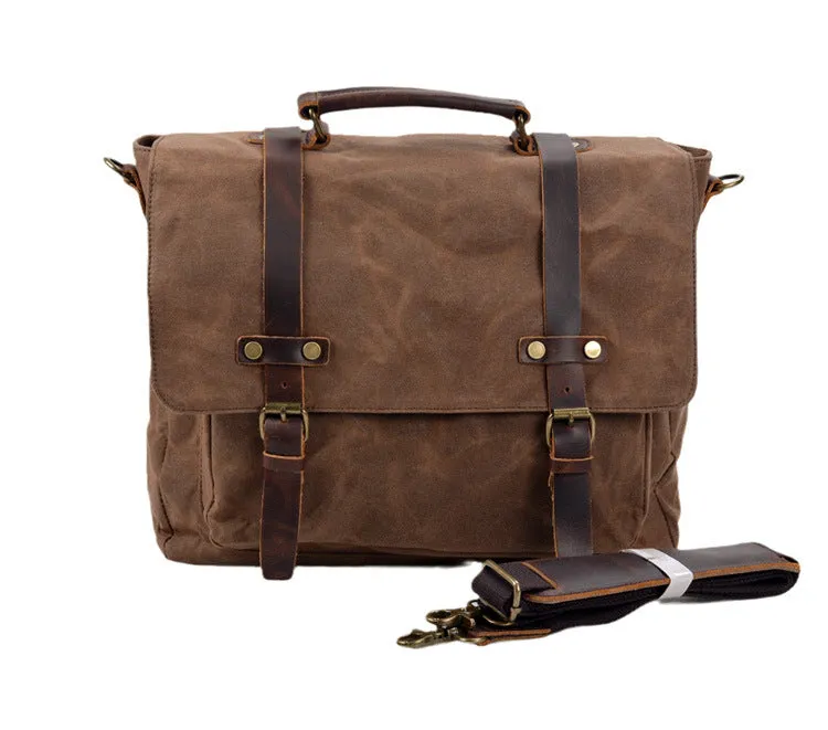 Waterproof Waxed Canvas Messenger Bag, 15.6 Inch Laptop Bag