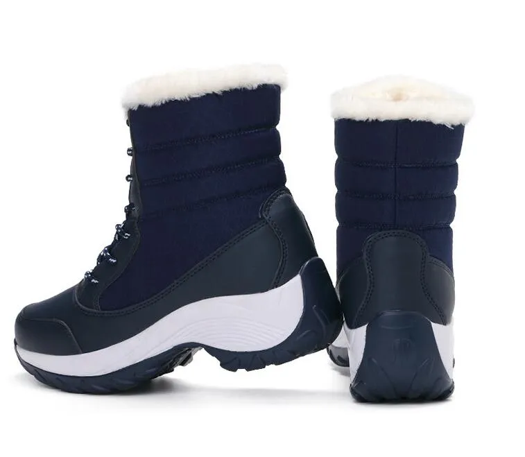 Waterproof Winter Plush Velvet Lace-up Boots