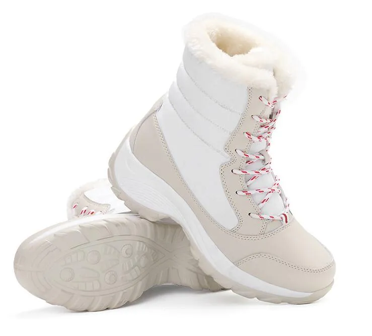 Waterproof Winter Plush Velvet Lace-up Boots