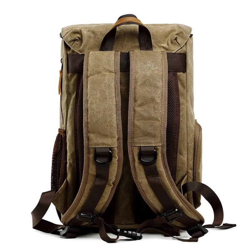 Waxed Canvas Backpack with Inside SLR Camera Bag 279