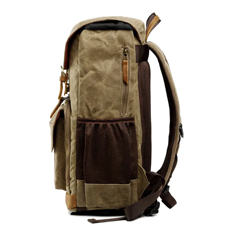 Waxed Canvas Backpack with Inside SLR Camera Bag 279