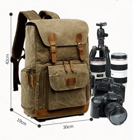 Waxed Canvas Backpack with Inside SLR Camera Bag 279