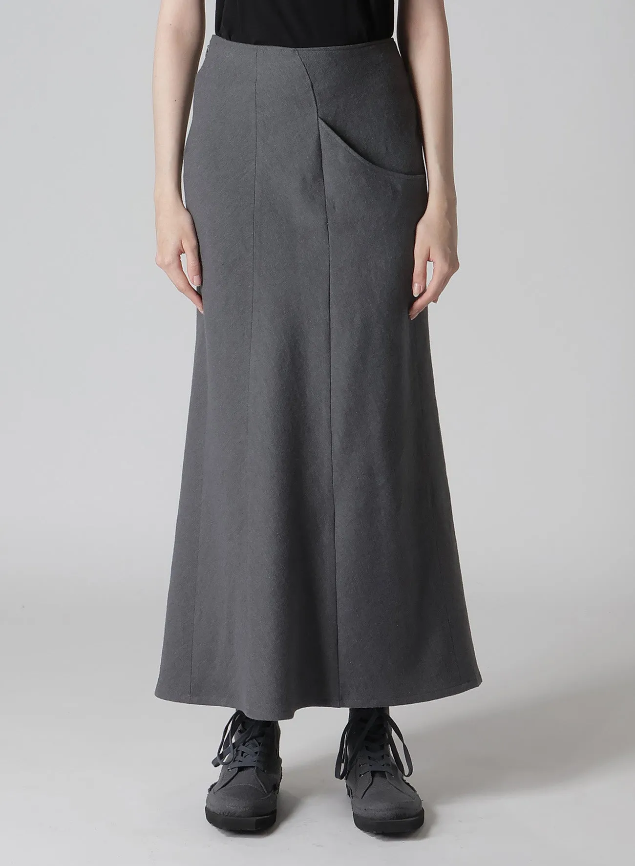 W/C TWILL WASHER L POCKET FLARE SKIRT