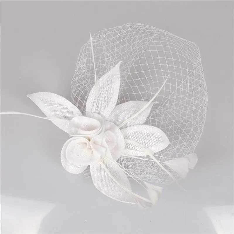 Wedding Delicate Headwear  Fascinator Veil Feather Hat Brides Fashion Accessory