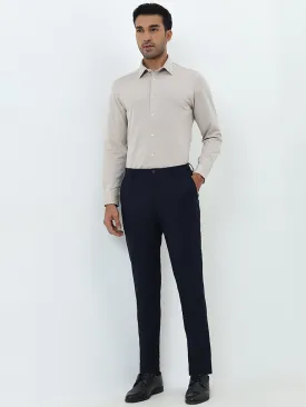 WES Formals Navy Ultra Slim-Fit Mid-Rise Trousers