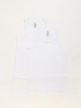 WES Lounge Plain White Cotton Vests - Pack of 2