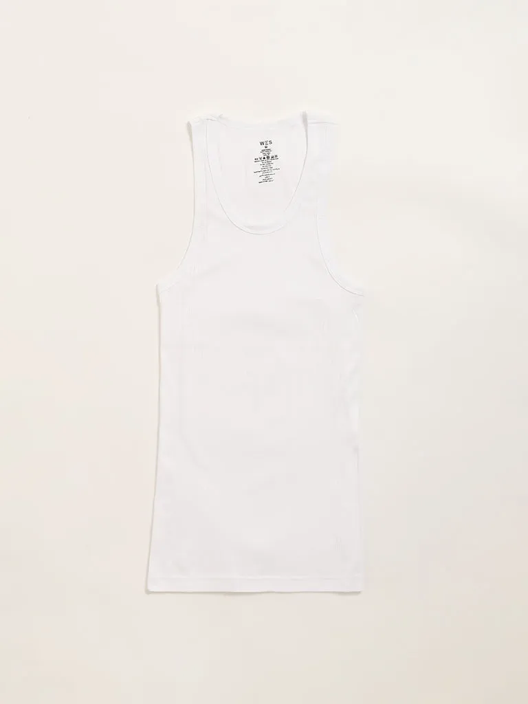 WES Lounge White Sleeveless Vests - Pack of 2