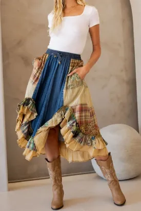 Western Boho Midi Skirt