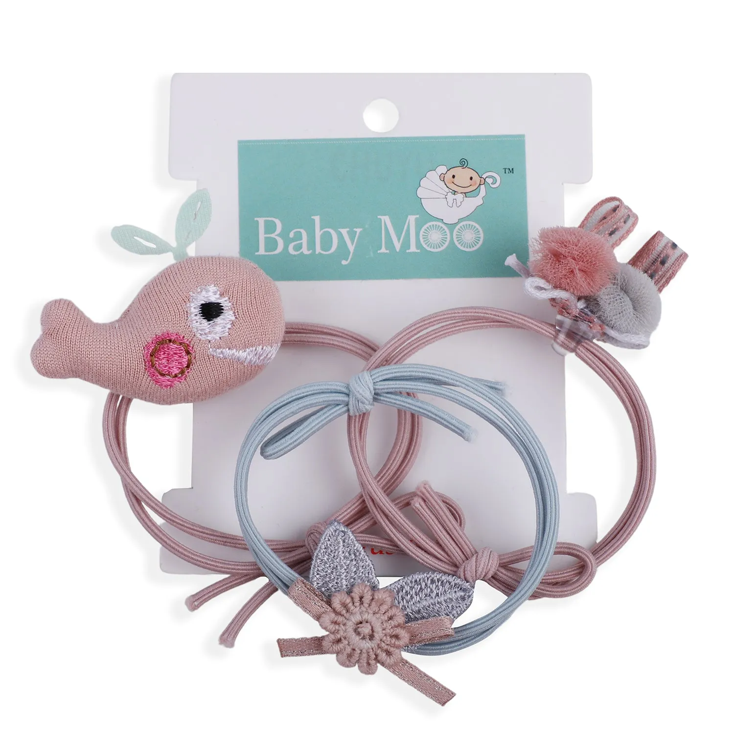 Whale Rubber Bands Hair Accessories 3 Pcs - Pink