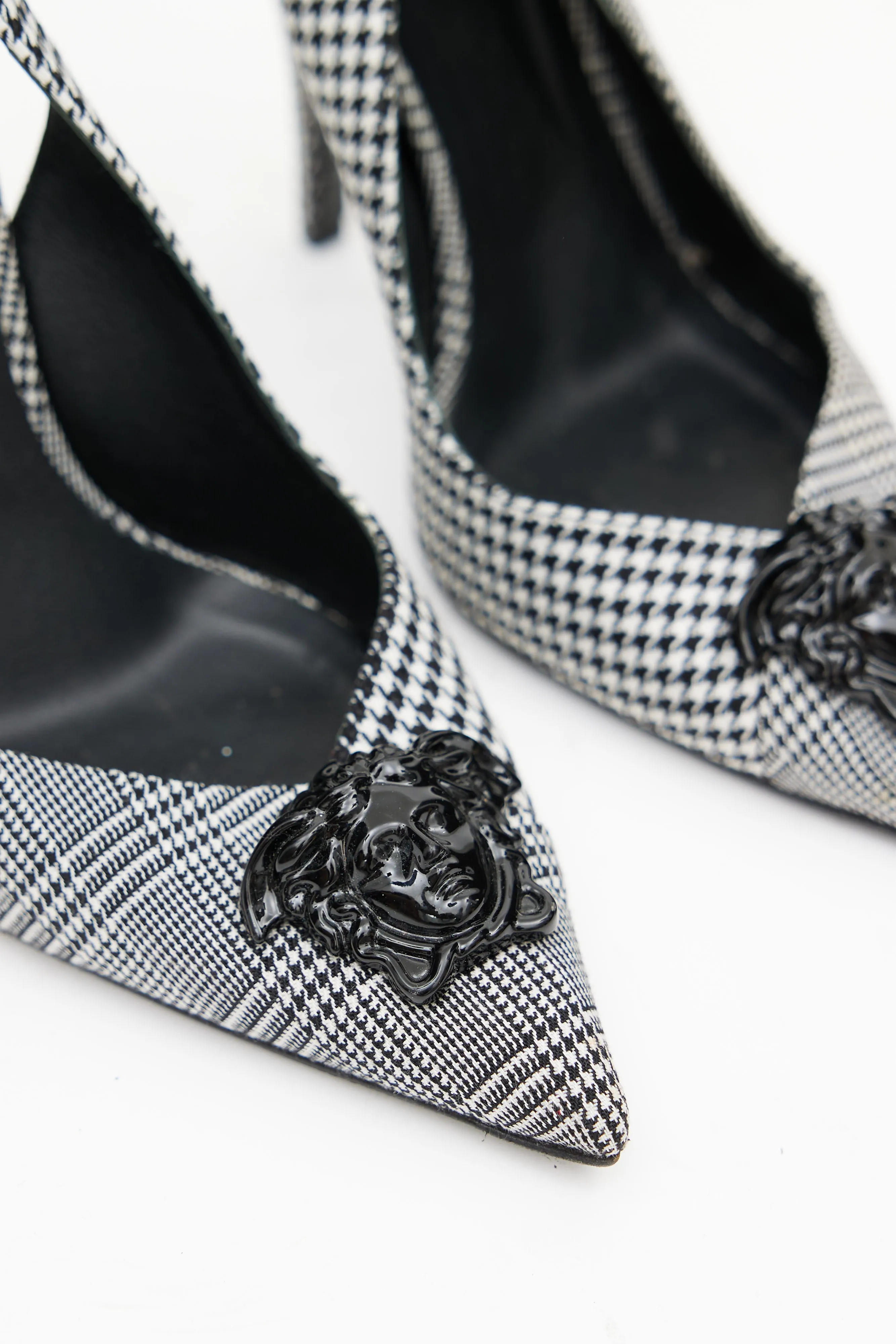 White & Black Houndstooth Medusa Heel