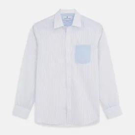 White and Blue Stripe Cotton RE-PURPOSE Weekend Fit Finch Shirt