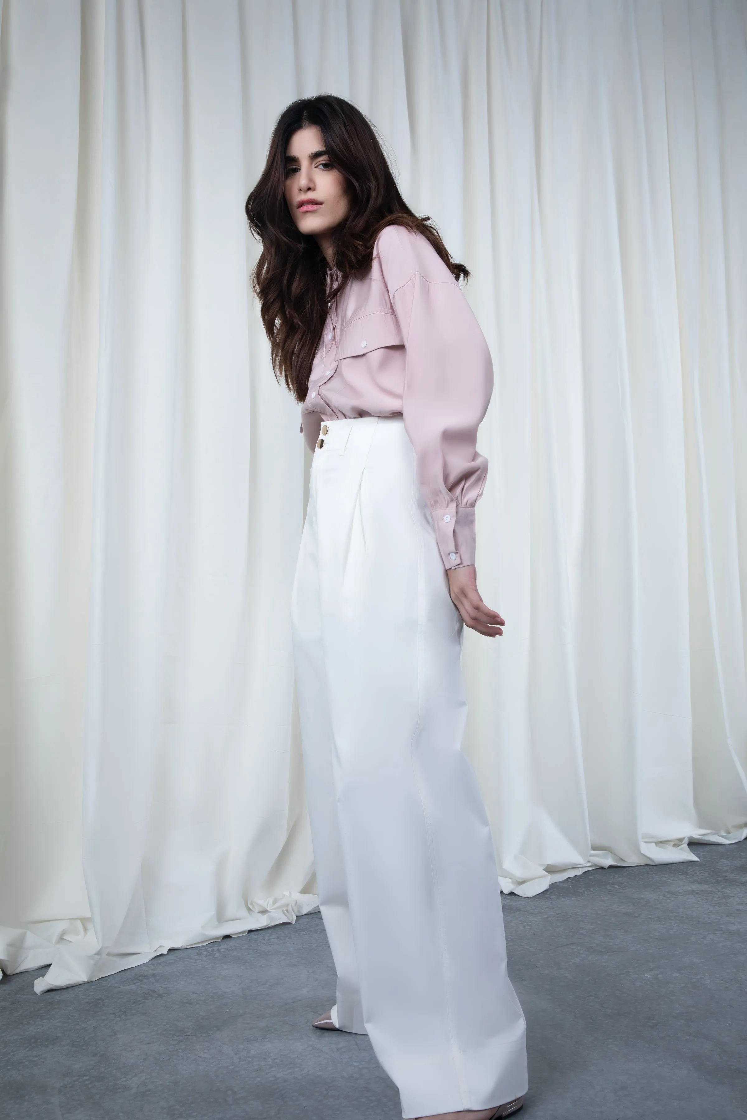 White Belted Flowy Pants