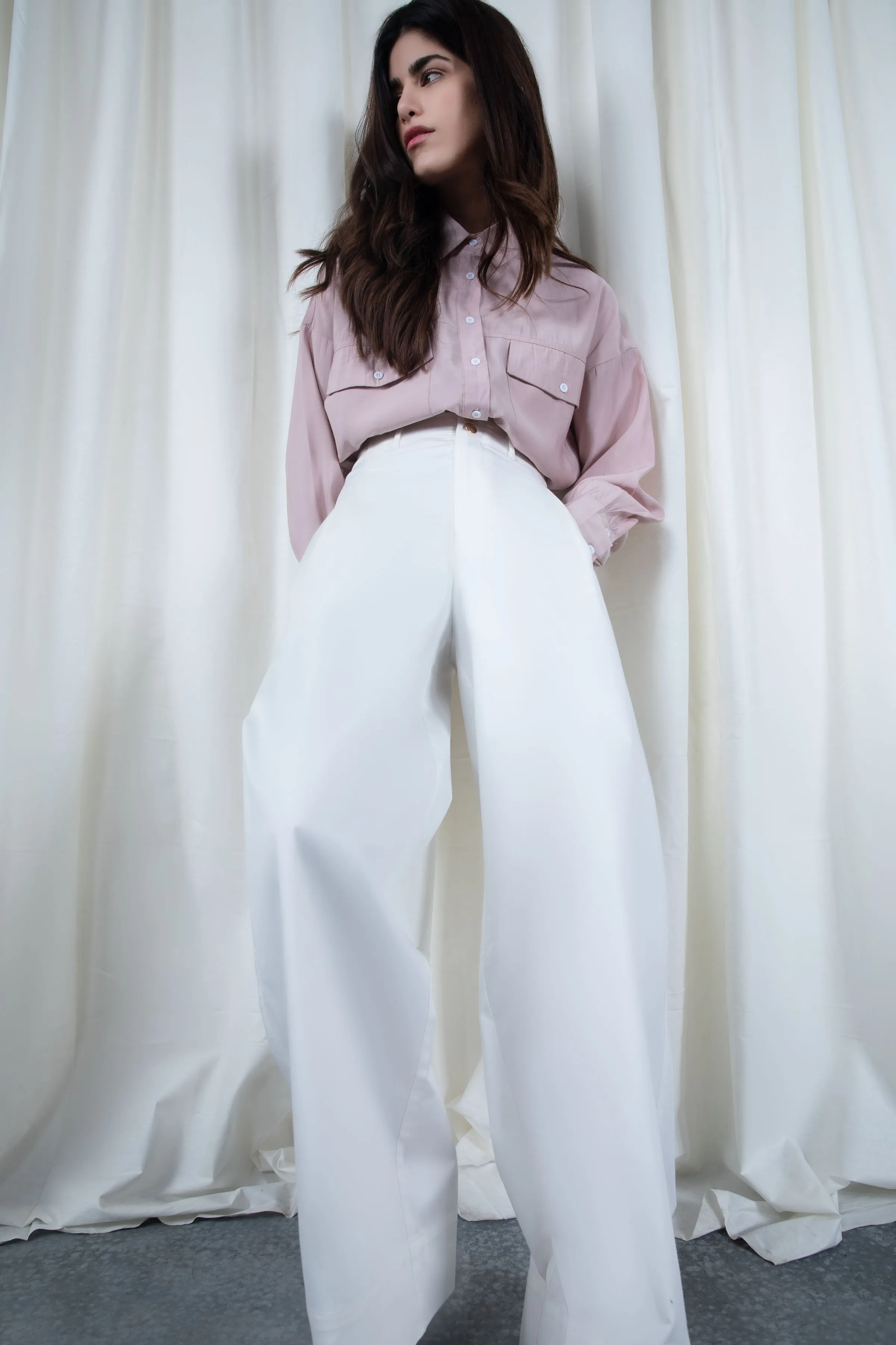 White Belted Flowy Pants