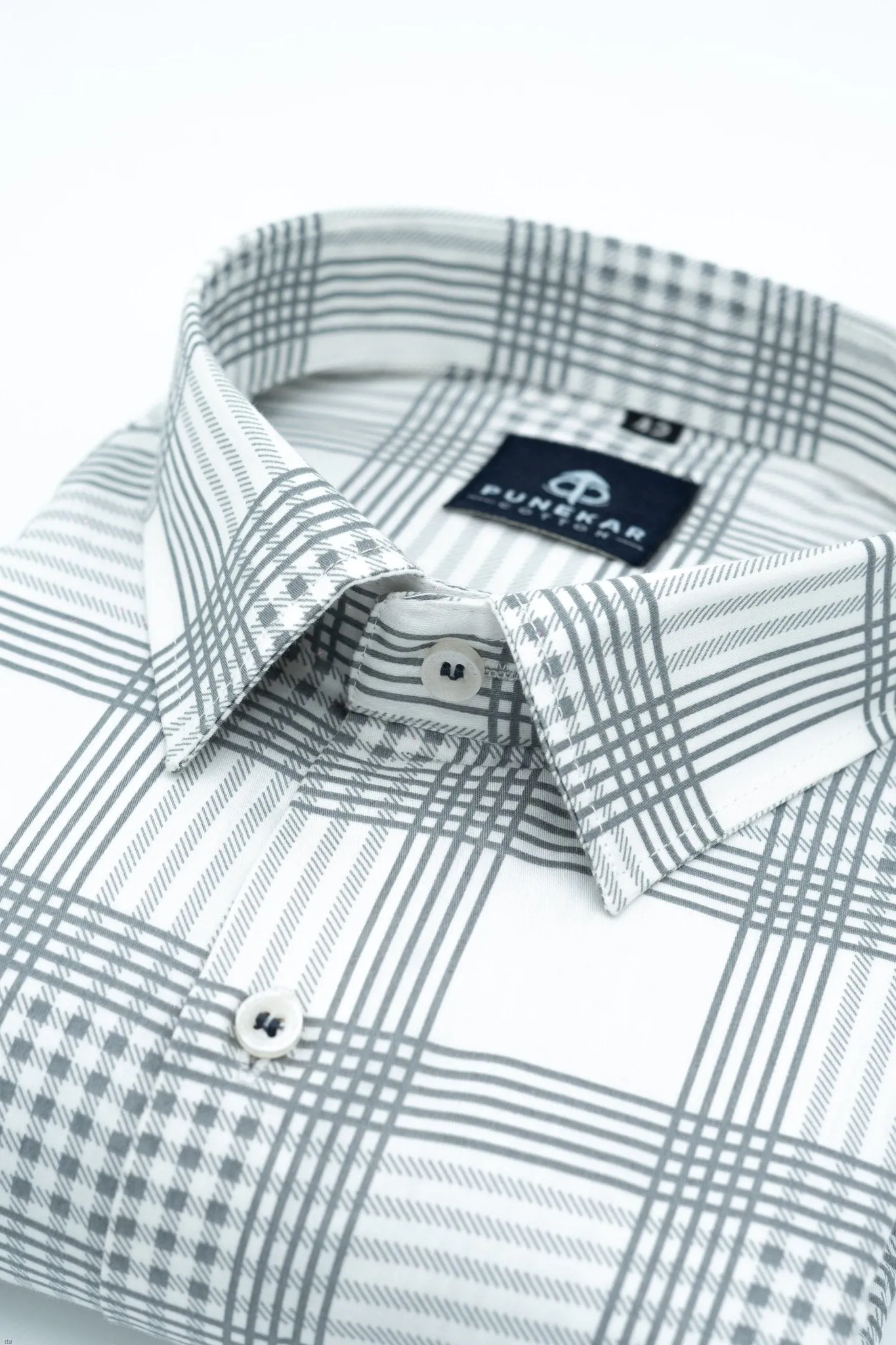 White Color Check Lexus Printed Shirts For Men's