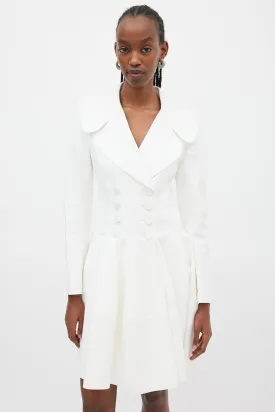 White Cotton Panelled A-Line Coat