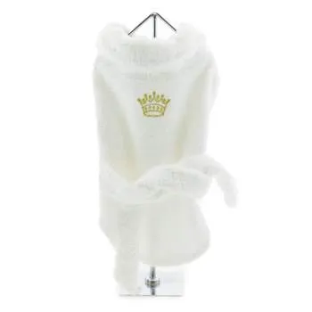 White Crown Gold Cotton Dog Bathrobe