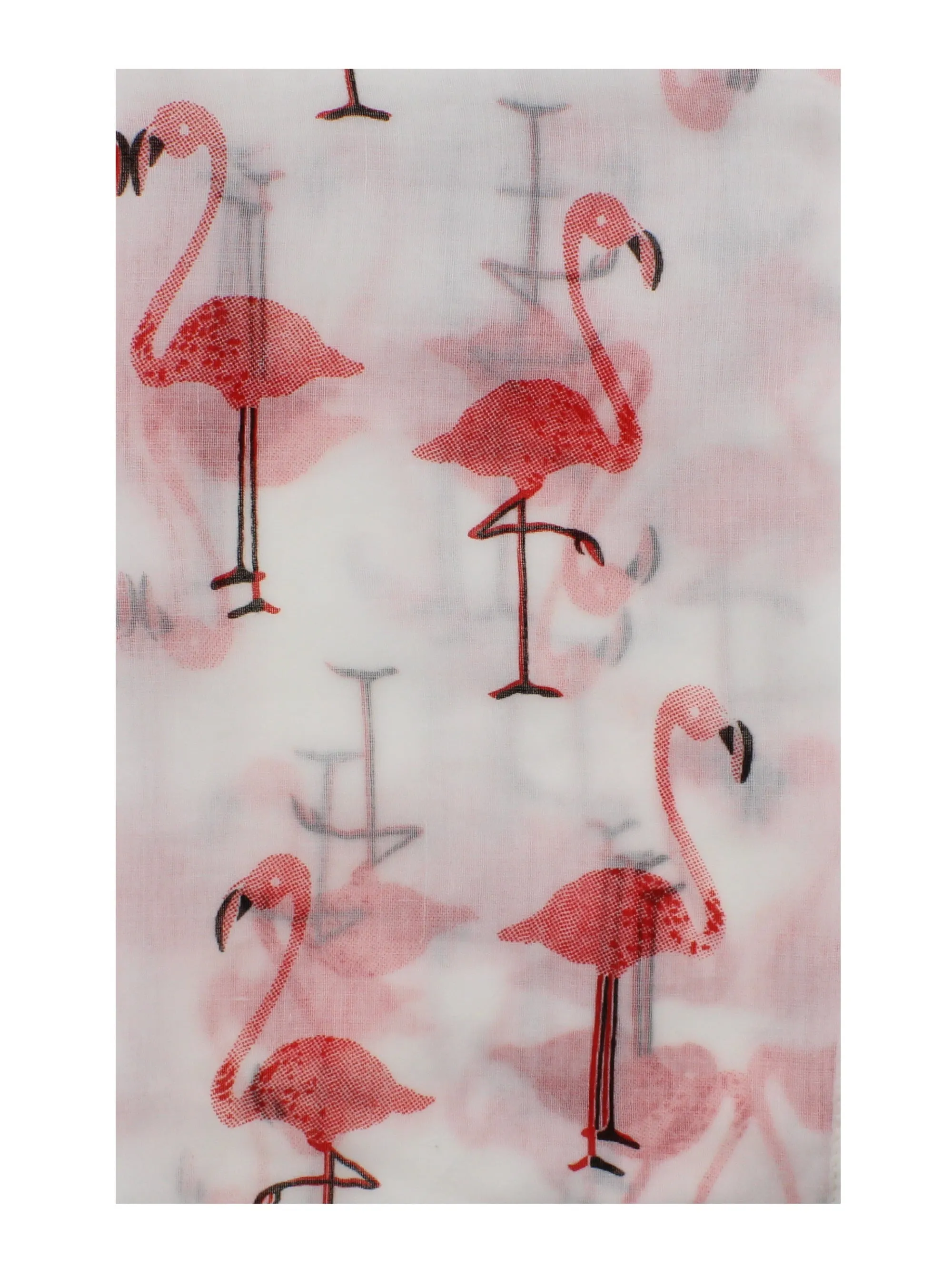 White Large Flamingo Print Scarf