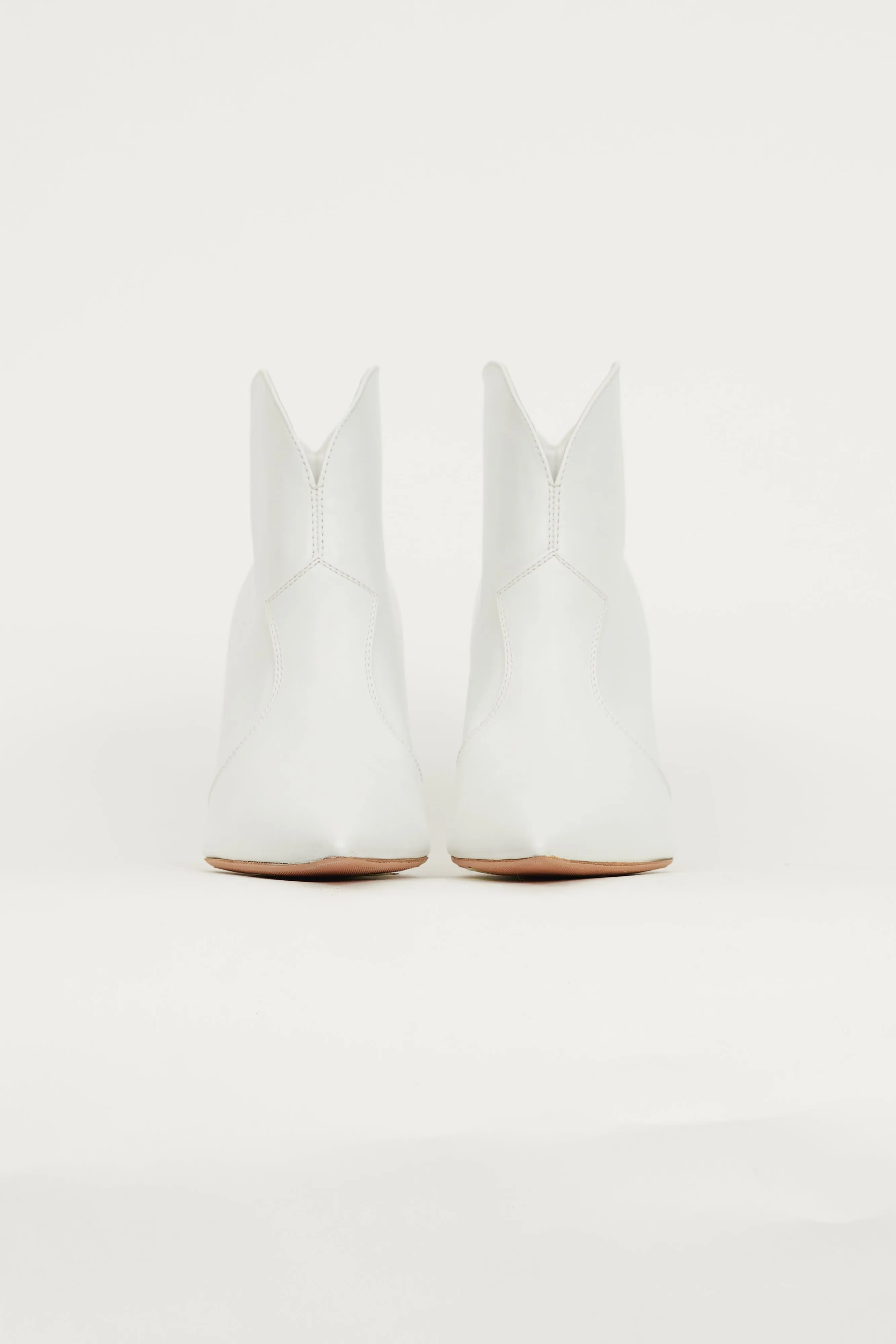 White Leather Pointed Toe Ankle Boot