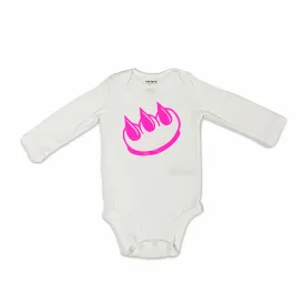 WHITE LONG SLEEVE CLAW MONEY BABY ONESIE