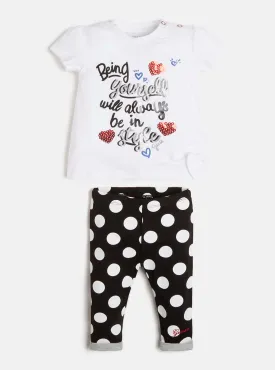 White Multi Polka T-Shirt And Leggings 2-Piece Set (3-18m)