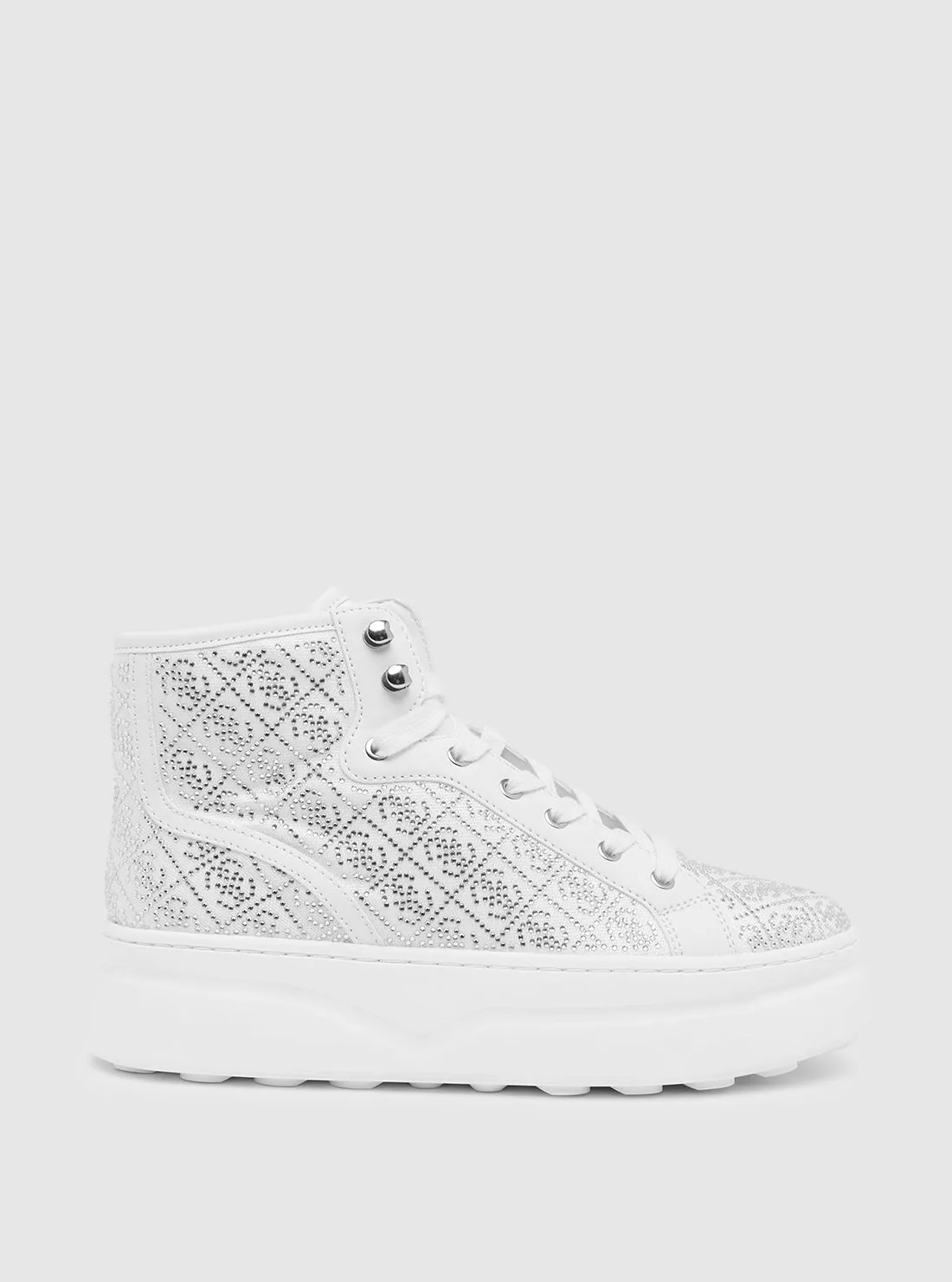 White Silver Queenly High-Top Sneakers