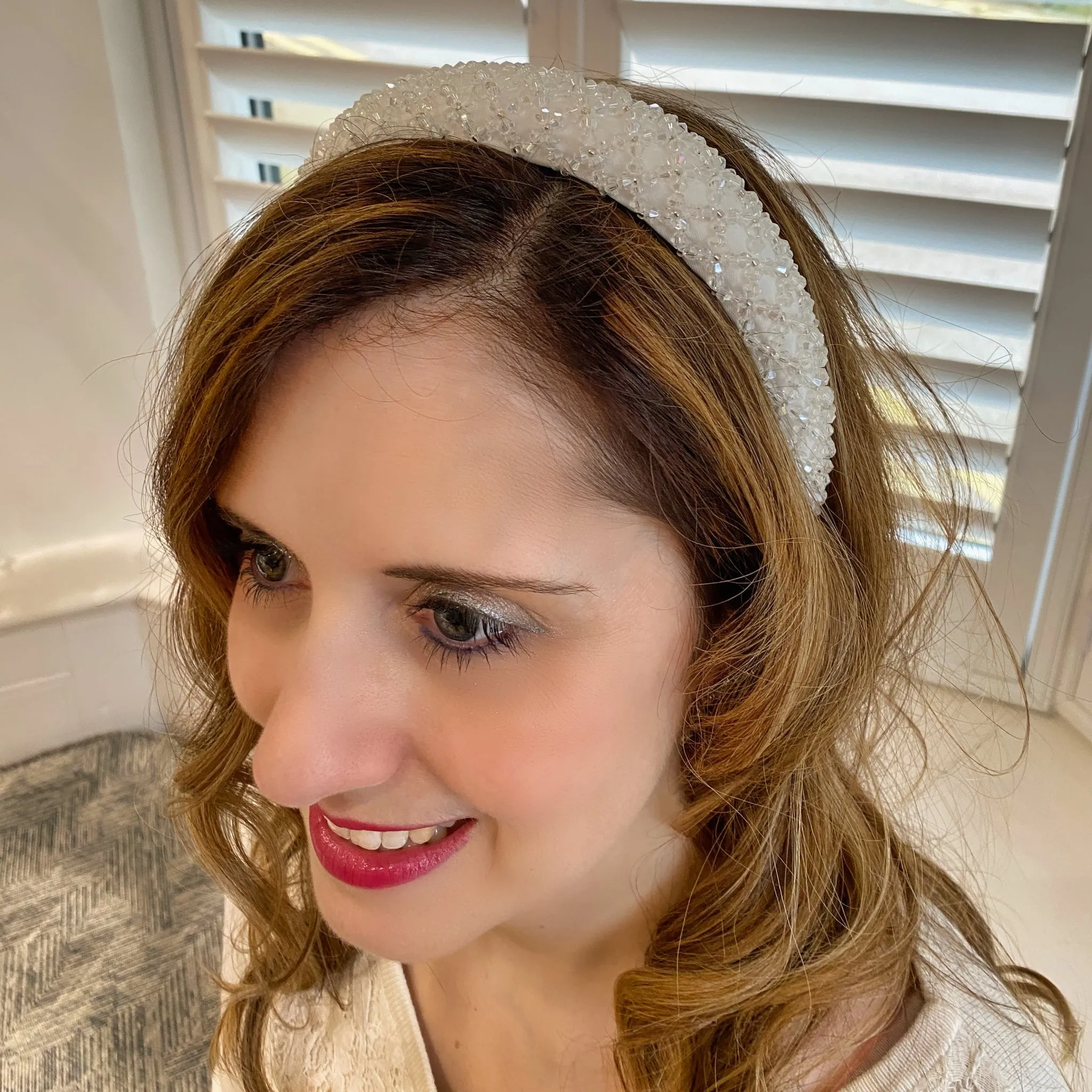 White Sparkly Headband Beaded Headband