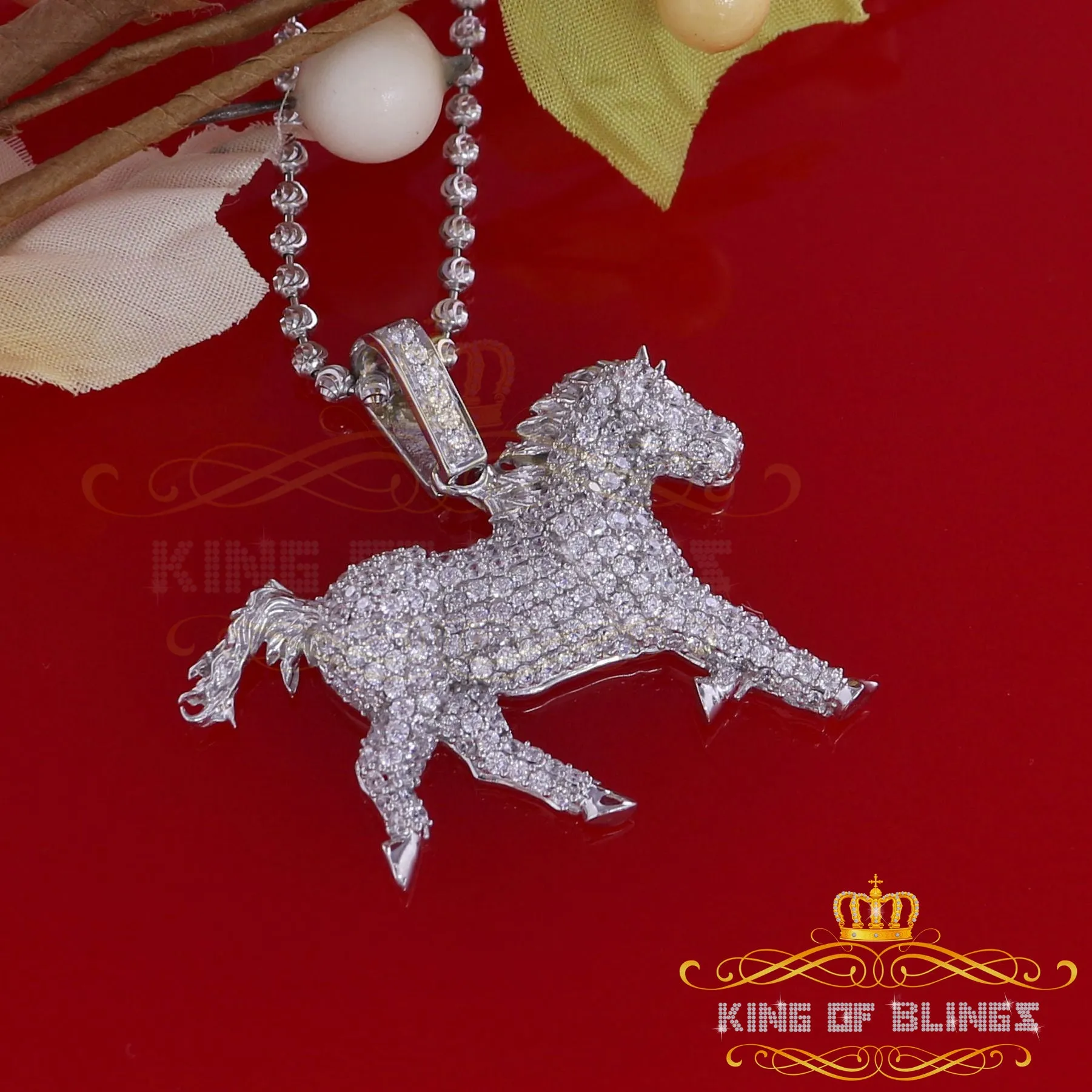 White Special 925 Sterling Silver Horse Shape Pendant with 8.30ct Cubic Zirconia