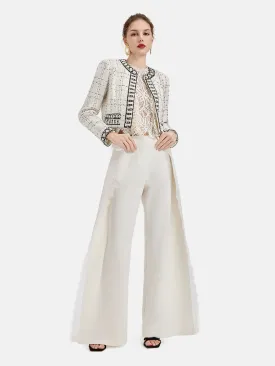 White Versatile Lace Trim Trousers