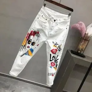 White Vintage High Waist Jeans  Women's slim Jeans Full Length