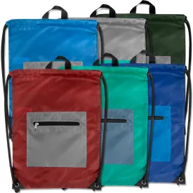 Wholesale 46cm Front Zipped Drawstring Bag - 6 Colourways