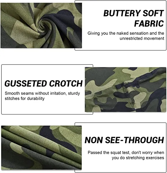 Wholesale High Waisted Green Camo Leggings Soft Slim Tummy Control Printed Pants