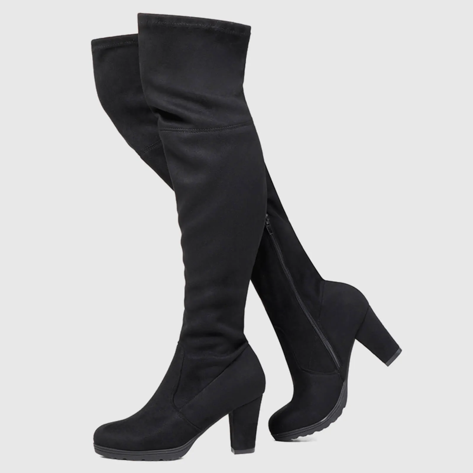 Wide Calf Over Knee Boots With Zipper